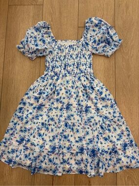 Girls Blue Floral Dress